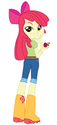 Size: 1433x3156 | Tagged: safe, artist:jongoji245, character:apple bloom, my little pony:equestria girls, apple, ass, boots, clothing, female, fruit, rear view, shoes, shorts, simple background, solo, transparent background, vector