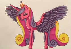 Size: 1023x713 | Tagged: safe, artist:serra20, character:princess cadance, feather, female, markers, prismacolors, shading, solo, traditional art