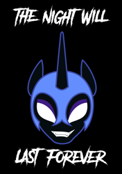 Size: 1024x1455 | Tagged: safe, artist:mythchaser1, character:nightmare moon, character:princess luna, female, grin, poster, smiling, solo