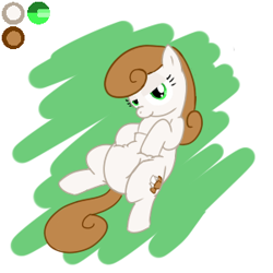 Size: 300x300 | Tagged: safe, artist:dieoberuser, oc, oc only, oc:little morel, species:earth pony, species:pony, chubby, lidded eyes, reference sheet, simple background, solo