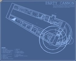 Size: 2000x1600 | Tagged: safe, artist:doctorpepperphd, blueprint, party cannon, weapon