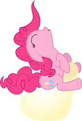 Size: 720x1062 | Tagged: safe, artist:retl, character:pinkie pie, balloon, balloon sitting, bouncing, eyes closed, female, nose in the air, simple background, solo, transparent background, vector