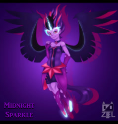 Size: 1024x1075 | Tagged: safe, artist:ponyprincessgirl100, character:midnight sparkle, character:twilight sparkle, character:twilight sparkle (scitwi), species:eqg human, my little pony:equestria girls, clothing, curvy, female, love handles, midnight sparkle, solo