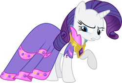 Size: 7994x5438 | Tagged: safe, artist:krusiu42, character:rarity, .svg available, absurd resolution, angry, clothing, dress, element of generosity, elements of harmony, female, jewelry, raised hoof, simple background, solo, transparent background, upset, vector