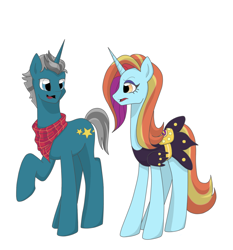 Size: 1024x1101 | Tagged: safe, artist:rosequartz1, character:fashion plate, character:sassy saddles, female, male, raised hoof, sassyplate, shipping, simple background, straight, white background