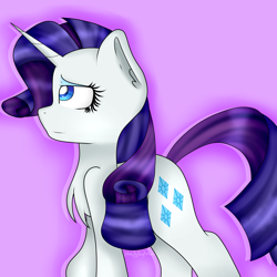 Size: 3000x3000 | Tagged: safe, artist:cosmiickatie, character:rarity, species:pony, species:unicorn, chest fluff, female, gradient background, looking away, looking up, mare, profile, solo