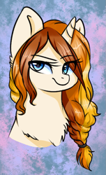 Size: 513x841 | Tagged: safe, artist:moonabelle, oc, oc only, species:pony, species:unicorn, bust, portrait, solo