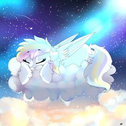 Size: 2000x2000 | Tagged: safe, artist:zaphyray, oc, oc only, species:pegasus, species:pony, cloud, female, high res, mare, night, sleeping, solo