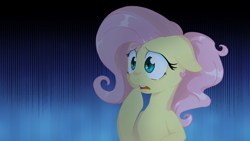Size: 4800x2700 | Tagged: safe, artist:zlayd-oodles, character:fluttershy, species:pony, fanfic:daughter of discord, absurd resolution, bust, covering mouth, emotional, female, floppy ears, gasp, mare, open mouth, portrait, raised hoof, reaction, reaction image, shocked, solo, surprised, video at source, wide eyes