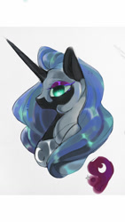 Size: 720x1280 | Tagged: safe, artist:goldenrainynight, character:nightmare moon, character:princess luna, species:alicorn, species:pony, bust, doodle, female, portrait, solo