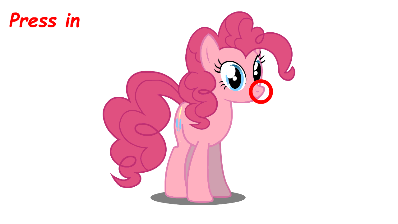 1385242 - dead source, safe, artist:slushnstuff, character:pinkie pie,  species:earth pony, species:pony, animated, blinking, boop, cute, female,  frown, gif, interactive, looking at you, mare, nose wrinkle, raised  eyebrow, raised hoof, scrunchy face, simple