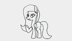 Size: 1280x720 | Tagged: safe, artist:symphonydawn3, oc, oc only, oc:sweetie mix, species:earth pony, species:pony, female, gray background, heart necklace, lineart, monochrome, simple background, solo, wip