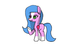 Size: 1280x720 | Tagged: safe, artist:symphonydawn3, oc, oc only, oc:sweetie mix, species:earth pony, species:pony, female, heart necklace, heterochromia, simple background, solo