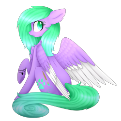 Size: 2900x2900 | Tagged: safe, artist:magicalbrownie, oc, oc only, species:pegasus, species:pony, colored wings, female, high res, mare, multicolored wings, sitting, solo
