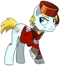 Size: 1263x1384 | Tagged: safe, artist:x-blackpearl-x, oc, oc only, oc:klondike, bruised, clothing, cosplay, costume, disney, duck tales, raised hoof, scrooge mcduck, simple background, solo, transparent background, young