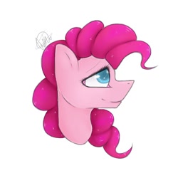 Size: 698x698 | Tagged: safe, artist:doodlepaintdraws, character:pinkie pie, species:pony, bust, colored pupils, female, portrait, simple background, solo, white background