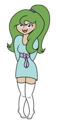 Size: 394x855 | Tagged: safe, artist:sketchydesign78, oc, oc only, oc:sketchy design, species:human, blushing, clothing, cute, humanized, ponytail, ribbon, simple background, socks, solo, transparent background, vector