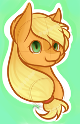 Size: 2500x3850 | Tagged: safe, artist:zombiecupcake101, character:applejack, species:earth pony, species:pony, colored sketch, female, green eyes, mare, simple background, smiling, solo