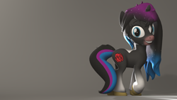 Size: 1920x1080 | Tagged: safe, artist:obsidianocelot, oc, oc only, oc:galaxy rose, species:pony, species:unicorn, 3d, female, mare, simple background, solo, walking