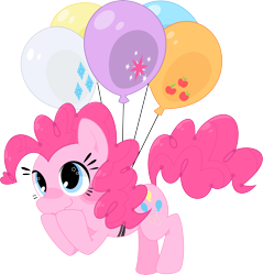 Size: 4793x5010 | Tagged: safe, artist:mochi--pon, character:pinkie pie, species:earth pony, species:pony, absurd resolution, balloon, cute, female, floating, mare, simple background, smiling, solo, then watch her balloons lift her up to the sky, transparent background, vector