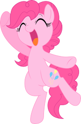 Size: 2196x3356 | Tagged: safe, artist:mochi--pon, character:pinkie pie, species:earth pony, species:pony, bipedal, cute, diapinkes, eyes closed, female, happy, mare, open mouth, simple background, smiling, solo, transparent background, underhoof, vector, waving