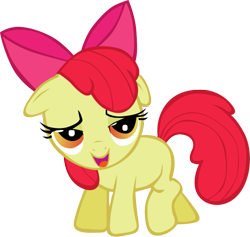 Size: 539x511 | Tagged: safe, artist:rhubarb-leaf, character:apple bloom, species:earth pony, species:pony, bedroom eyes, female, filly, floppy ears, show accurate, simple background, solo, transparent background, vector