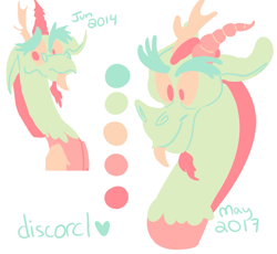 Size: 1073x988 | Tagged: safe, artist:discorcl, character:discord, alternate color palette, color palette, male, simple background, solo, white background