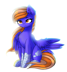 Size: 1292x1402 | Tagged: safe, artist:likelike1, oc, oc only, oc:sunset cloud, species:pegasus, species:pony, female, mare, simple background, sitting, solo, white background