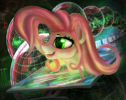 Size: 1543x1229 | Tagged: safe, artist:el42, artist:eltaile, character:pinkie pie, species:pony, '90s, chromatic aberration, computer screen, digital, female, internet, solo
