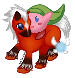Size: 600x627 | Tagged: safe, artist:puppet-runo, species:pony, crossover, epona, kirby, kirby (character), navi, the legend of zelda