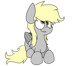 Size: 1100x1000 | Tagged: safe, artist:dark shadow, character:derpy hooves, species:pegasus, species:pony, cross-eyed, cute, female, gray, prone, simple background, solo, teeth, transparent background