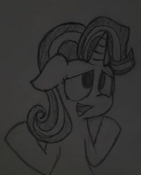 Size: 2544x3163 | Tagged: safe, artist:dark shadow, character:starlight glimmer, species:pony, disapproval, female, meh, monochrome, open mouth, shrug, sketch, solo, traditional art