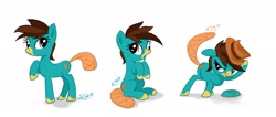 Size: 2620x1113 | Tagged: safe, artist:soshyqqq, species:pony, clothing, crossover, derp, disney, drool, fedora, hat, perry the platypus, phineas and ferb, ponified, raised tail, simple background, tail, white background