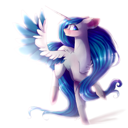 Size: 2000x2000 | Tagged: safe, artist:magicalbrownie, oc, oc only, oc:amanda, species:alicorn, species:pony, alicorn oc, chest fluff, colored wings, colored wingtips, female, high res, mare, multicolored wings, simple background, solo, white background
