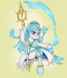 Size: 1141x1326 | Tagged: safe, artist:fameng, character:majesty, species:pony, g1, azura (fire emblem), clothing, female, fire emblem, fire emblem fates, g1 to g4, generation leap, horn ring, lance, solo, weapon