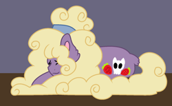 Size: 1024x632 | Tagged: safe, artist:chaserofthelight99, oc, oc only, oc:swift speartip, parent:limestone pie, parent:zephyr breeze, parents:zephyrstone, species:earth pony, species:pony, eyes closed, offspring, sleeping, solo