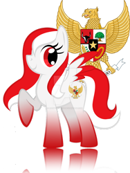 Size: 900x1200 | Tagged: safe, artist:auveiss, oc, oc only, oc:indonisty, species:pony, nation ponies, indonesia, old design, ponified, reflection, simple background, solo, transparent background, watermark