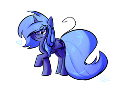 Size: 700x500 | Tagged: dead source, safe, artist:strobo-pop, character:princess luna, species:alicorn, species:pony, g4, bed mane, cute, female, filly, heart, simple background, solo, transparent background, woona, younger