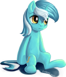 Size: 791x929 | Tagged: dead source, safe, artist:dzmaylon, character:lyra heartstrings, species:pony, species:unicorn, female, looking away, mare, simple background, sitting, solo, three quarter view, transparent background