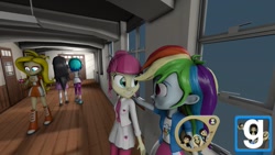 Size: 1191x670 | Tagged: safe, artist:empireoftime, character:dj pon-3, character:majorette, character:octavia melody, character:rainbow dash, character:sweeten sour, character:vinyl scratch, oc, my little pony:equestria girls, 3d, chica, crossover, downloadable, five nights at freddy's, gmod, majorette, source filmmaker, sweeten sour