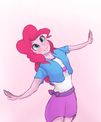 Size: 906x1100 | Tagged: safe, artist:vanillaghosties, character:pinkie pie, newbie artist training grounds, my little pony:equestria girls, atg 2017, blushing, clothing, cute, diapinkes, female, moe, skirt, solo