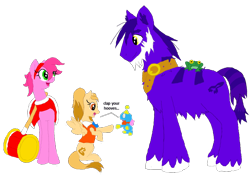 Size: 1024x721 | Tagged: safe, artist:spqr21, species:pony, amy rose, chao, cheese chao, crossover, deviantart muro, frog, froggy, piko piko hammer, ponified, simple background, sonic the hedgehog (series), transparent background