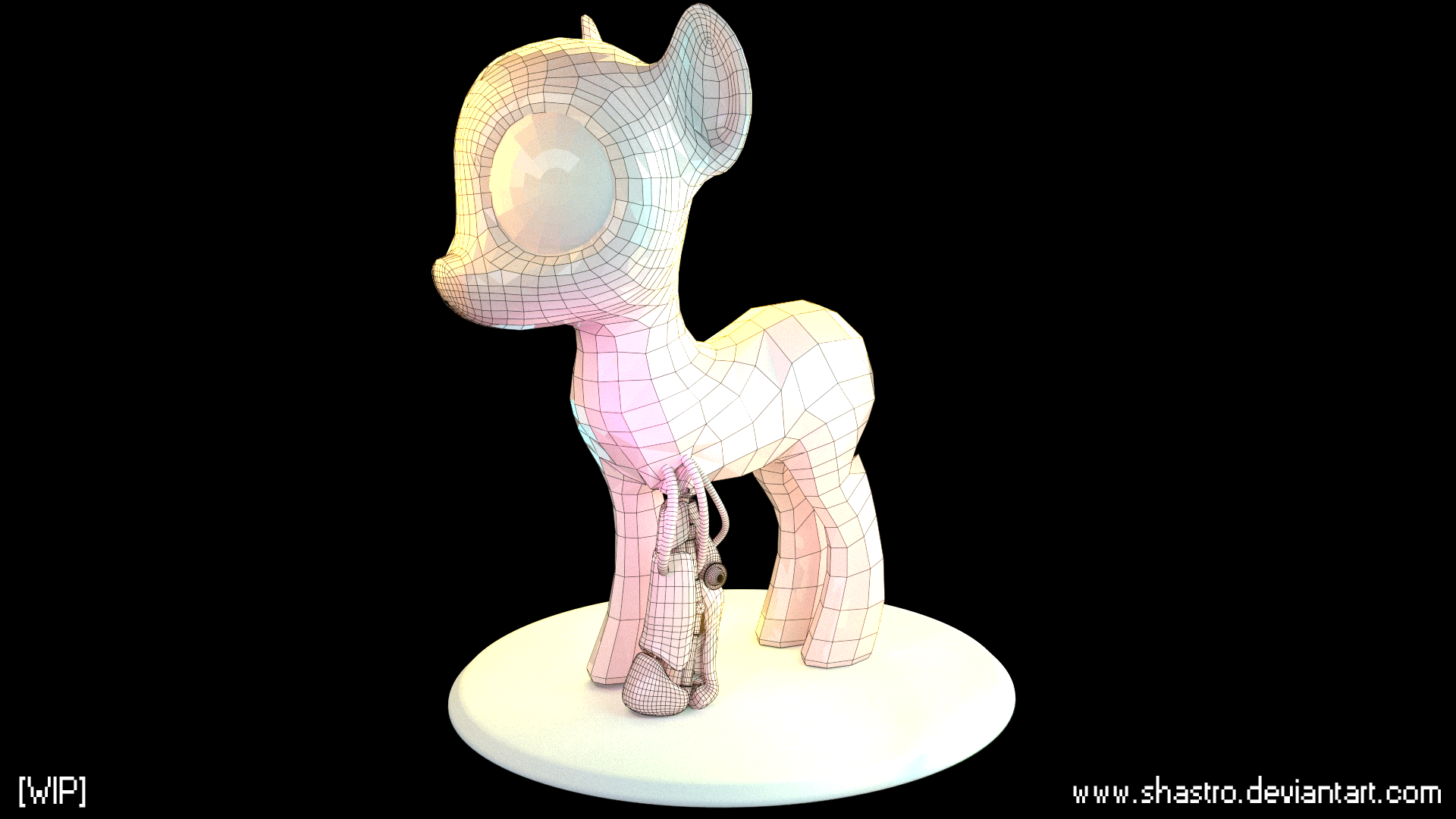 Size: 1920x1080 | Tagged: safe, artist:shastro, oc, oc only, species:pony, 360, 3d, amputee, animated, blender, gif, hooves, plot, prosthetic limb, prosthetics, rotating, wip