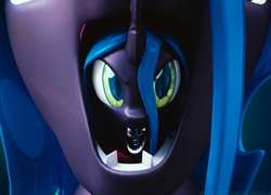 Size: 1000x720 | Tagged: safe, artist:shastro, character:queen chrysalis, species:changeling, 3d, blender, droste effect, female, open mouth, recursion, solo