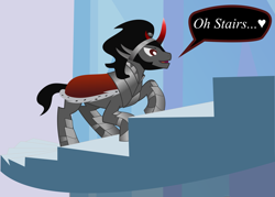 Size: 8391x6000 | Tagged: safe, artist:synthrid, character:king sombra, absurd resolution, cute, sombradorable, stairs, that pony sure does love stairs