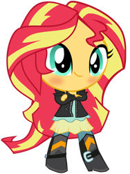 Size: 600x800 | Tagged: safe, artist:multilazyazz23, character:sunset shimmer, my little pony:equestria girls, chibi, crossed arms, cute, female, no nose, shimmerbetes, simple background, solo, transparent background