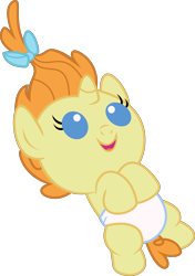 Size: 5225x7418 | Tagged: safe, artist:babyshy, character:pumpkin cake, species:pony, episode:baby cakes, g4, my little pony: friendship is magic, absurd resolution, baby, baby pony, cute, diaper, female, inkscape, lying down, on back, simple background, solo, transparent background, vector
