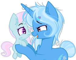 Size: 1115x882 | Tagged: safe, artist:melodysweetheart, base used, character:trixie, oc, parent:fluttershy, parent:trixie, parents:trixieshy, species:pony, species:unicorn, alternate hairstyle, female, filly, magical lesbian spawn, mare, messy mane, offspring, simple background, transparent background
