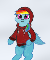 Size: 701x841 | Tagged: safe, artist:sunnzio, character:rainbow dash, clothing, female, hoodie, simple background, solo, white background