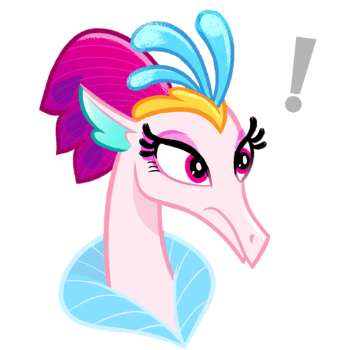 Size: 500x500 | Tagged: safe, artist:jublin, character:queen novo, species:seapony (g4), my little pony: the movie (2017), animated, exclamation point, facebook, facebook sticker, female, gif, reaction image, simple background, solo, sticker, white background
